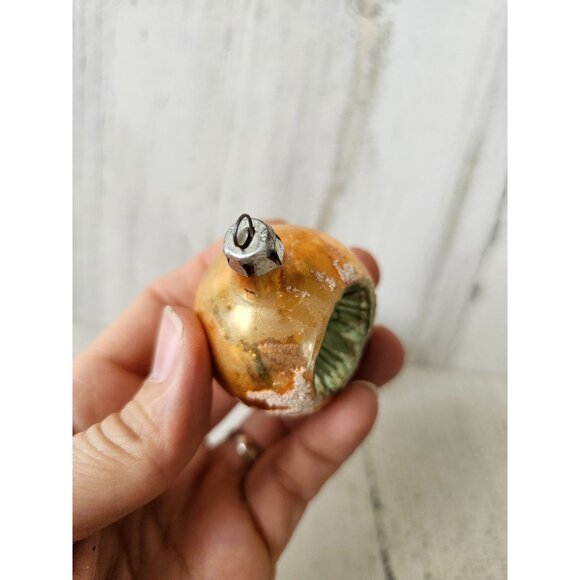 Vintage copper gold indent mini ball Mercury glass glitter ornament unique Xmas - Picture 6 of 16